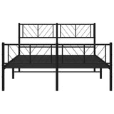 ZNTS Metal Bed Frame without Mattress with Footboard Black 150x200cm 372199