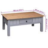 Coffee Table Grey 100x60x43.5 cm Solid Pine Wood Panama Range 282683
