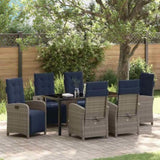 Garden Dining Set with Cushion 7 pcs Grey Poly Rattan 3380362