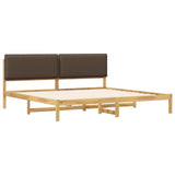 Bed Frame with Upholstered Headboard Whitewash and Taupe 3405046