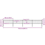 Garden Fence with Spear Top Steel 714.5x80 cm Black 277605