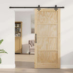 Sliding Door Manual Natural and black 86 x 198.5 cm 3333510