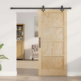 Sliding Door Manual Natural and black 86 x 198.5 cm 3333510