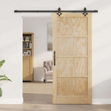 Sliding Door Natural and Black 86 x 198.5 cm Solid Pine Wood 3333510