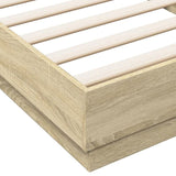 Bed Frame without Mattress with LED Lights Sonoma Oak 100x200 cm 839506