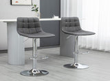 Adjustable Bar Stools Set of 2, Swivel PU Leather Upholstered Barstools with Tufted Seat and Back, T3398P341390