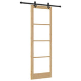 Sliding Door Natural 78 x 232 cm Solid Pine Wood and Glass 3332275