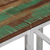 Console Table Silver Stainless Steel and Solid Wood Reclaimed 349992