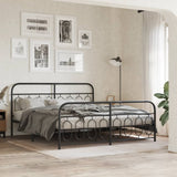 Metal Bed Frame without Mattress with Footboard Black 183x213cm 377140