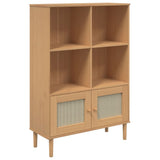 Bookcase SENJA Rattan Look Brown 90x35x130 cm Solid Wood Pine 358061