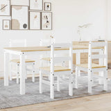 ZNTS 5 Piece Dining Set Panama White Solid Wood Pine 3345190