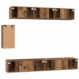 TV Cabinet Set with Drawer 6 pcs Old Wood Engineered Wood 3393441