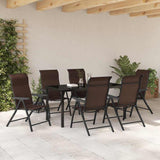 Garden Dining Set 7 pcs Brown Powder-Coated Steel 3379265