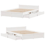 ZNTS Bed Frame without Mattress White 140x190 cm Solid Wood Pine 3301681