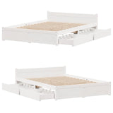 ZNTS Bed Frame without Mattress White 140x190 cm Solid Wood Pine 3301681