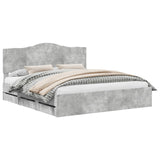 Bed Frame with Drawer Concrete Grey 200 x 200 cm Engineer Wood 3413383