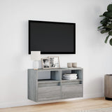 TV Wall Cabinet with LED Lights Grey Sonoma 80x31x45 cm 852332