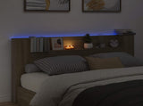 Storage Headboard with LED Sonoma Oak Engineered Wood 3418692
