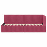 Corner Bed Frame with Headboard Wine red 80 x 200 cm Velvet 42016250