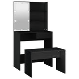 Dressing Table Set with LED Black Engineered Wood 3114108
