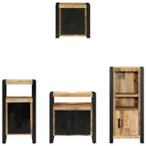 Bathroom Furniture Set 4 pcs Brown and Black Solid Mango Wood 3305638
