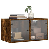 Wall Cabinet with Glass Doors Smoked Oak 68.5x37x35 cm 836505