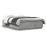 Bed Frame with LED without Mattress Concrete Grey 160x200 cm 3209600