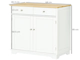 Kitchen Floor Cabinet Side Storage Cupboard Multi-use Sideboard Table with Solid Wood Top, T3398P329819