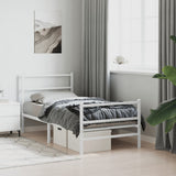 Metal Bed Frame without Mattress with Footboard White 90x190cm 355424