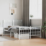 Metal Bed Frame without Mattress with Footboard White 120x190cm 373755