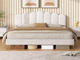 4ft6 Double Premium Velvet Upholstered Bed Frame with Scalloped Channel Tufted Design, Height N652P411467W