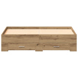 Bed Frame with Drawer Artisan Oak 140 x 190 cm Engineered Wood 3333973
