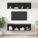 TV Cabinet Set Wall-mounted 3 pcs Black Oak Engineered Wood 3393412