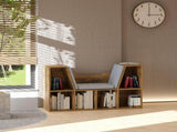 Bookcase Storage Shelf with Cushioned Reading Seat, Cube Bookshelf Organizer for Bedroom Living T3398P342299