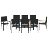 Garden Dining Set 9 pcs Black Poly Rattan 3365427