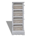 Wooden Storage Rack 4 Weaving Baskets White 240797