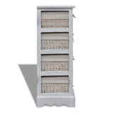 Wooden Storage Rack 4 Weaving Baskets White 240797
