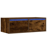 TV Cabinet with LED Lights Smoked Oak 75x35.5x25 cm 860233