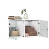 Wall Cabinet with Glass Doors White 68.5x37x35 cm 836497