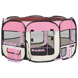 Foldable Dog Playpen with Carrying Bag Pink 125x125x61 cm 171011