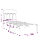 Metal Bed Frame without Mattress with Headboard Black 90x190cm 376592
