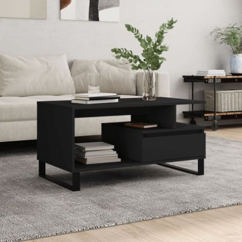 ZNTS Coffee Table Black 90x49x45 cm Engineered Wood 831029