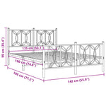 Metal Bed Frame without Mattress with Footboard Black 135x190cm 376145