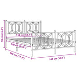 Metal Bed Frame without Mattress with Footboard Black 135x190cm 376145