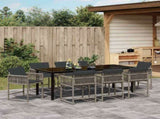 Garden Dining Set 9 pcs Grey Poly Rattan 3380752