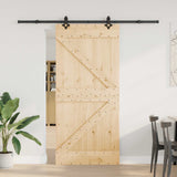 Sliding Door NARVIK Natural and Black 95 x 210 cm 3445235