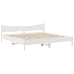 ZNTS Bed Frame without Mattress White 180x200 cm Super King Solid Wood Pine 3323291
