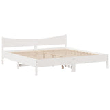 ZNTS Bed Frame without Mattress White 180x200 cm Super King Solid Wood Pine 3323291