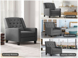 Wingback Recliner Chair for Home Theater, Button Tufted Microfibre Cloth Reclining Armchair with Leg T3398P341452