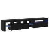 TV Cabinets 2 pcs with LED Lights Black Oak Engineered Wood 3332503